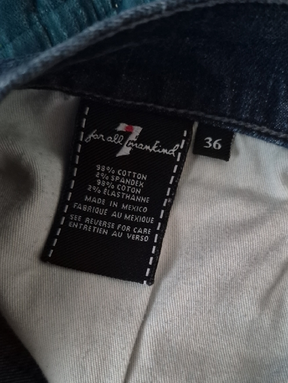 7 For All Mankind Dark Blue Slim Straight Jeans Men's 36 - Picture 6 of 7